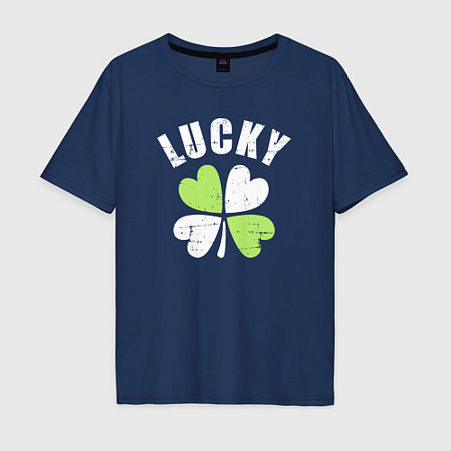 Мужская футболка оверсайз Lucky day / Тёмно-синий – фото 1