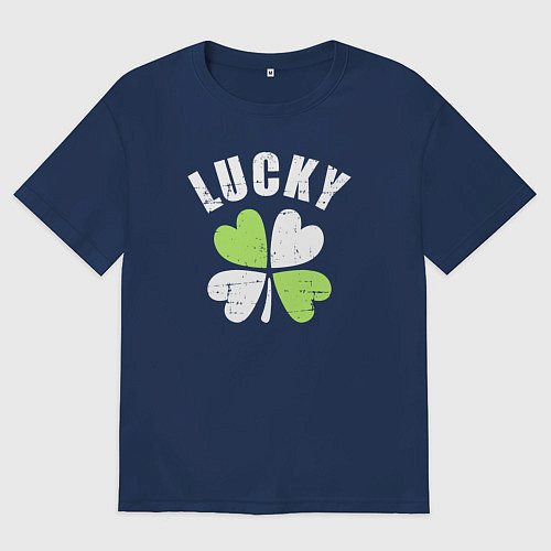 Мужская футболка оверсайз Lucky day / Тёмно-синий – фото 1