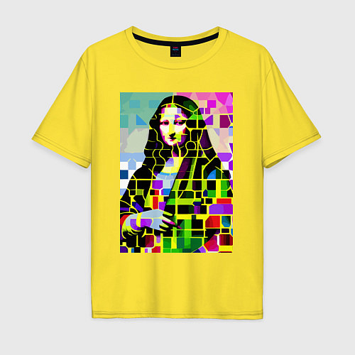 Мужская футболка оверсайз Mona Lisa - mosaic pop art / Желтый – фото 1