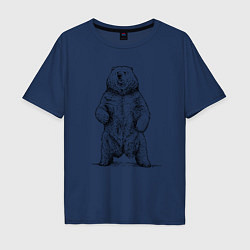 Футболка оверсайз мужская Медведь стоит, цвет: тёмно-синий
