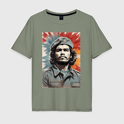 Футболка оверсайз мужская Портрет Че Гевара, цвет: авокадо