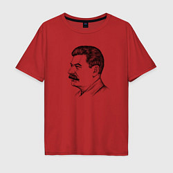 Футболка оверсайз мужская Сталин в профиль, цвет: красный
