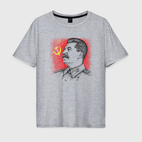 Мужская футболка оверсайз Профиль Сталина СССР / Меланж – фото 1