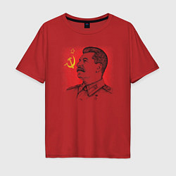 Футболка оверсайз мужская Профиль Сталина СССР, цвет: красный