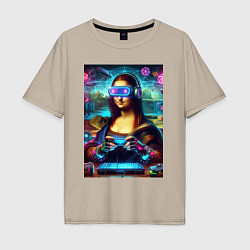 Мужская футболка оверсайз Mona Lisa is an avid gamer - cyberpunk