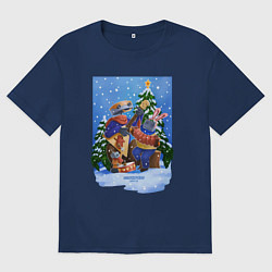 Мужская футболка оверсайз Кибердеревня роботы новый год