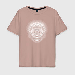 Футболка оверсайз мужская Морда детеныша гориллы, цвет: пыльно-розовый