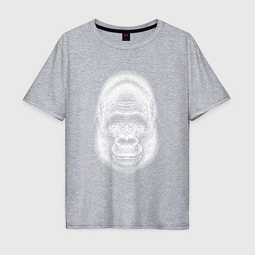 Мужская футболка оверсайз Морда веселой гориллы / Меланж – фото 1