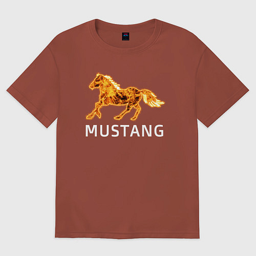 Мужская футболка оверсайз Mustang firely art / Кирпичный – фото 1