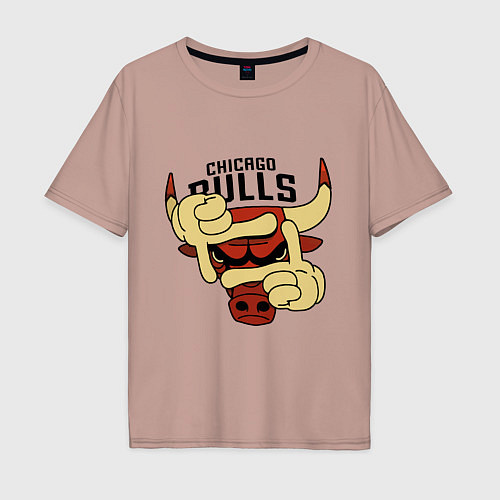 Мужская футболка оверсайз Bulls logo with hands / Пыльно-розовый – фото 1