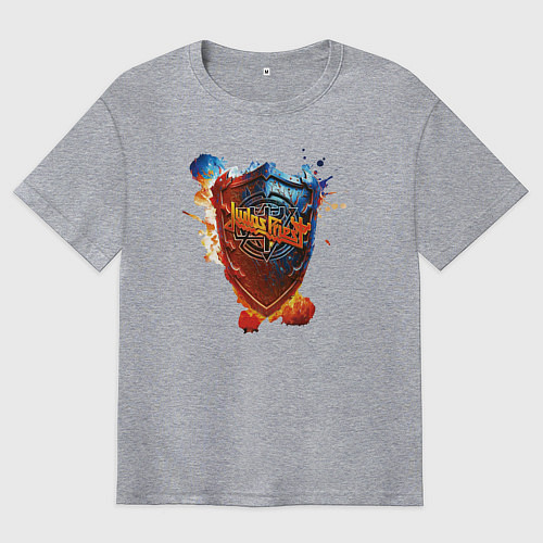 Мужская футболка оверсайз Album Invincible Shield - Judas Priest / Меланж – фото 1