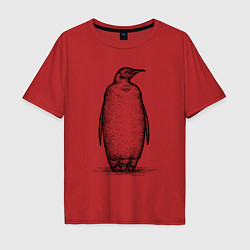 Футболка оверсайз мужская Пингвин стоит, цвет: красный