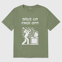 Футболка оверсайз мужская Осторожно злой геймер - нецензурная лексика, цвет: авокадо