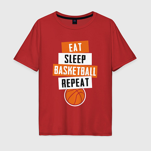 Мужская футболка оверсайз Eat sleep basketball / Красный – фото 1