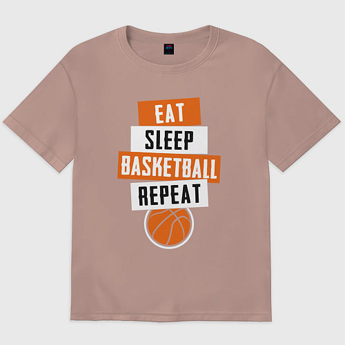 Мужская футболка оверсайз Eat sleep basketball / Пыльно-розовый – фото 1