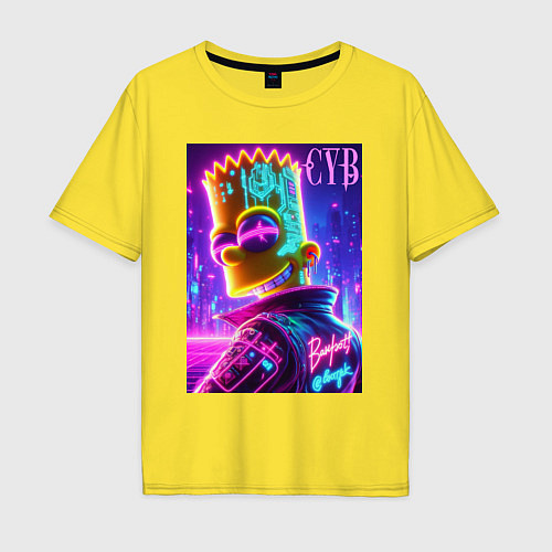 Мужская футболка оверсайз Cyber Bart - neon glow / Желтый – фото 1