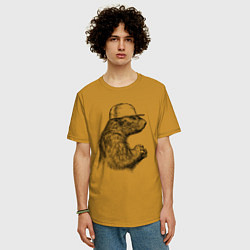 Футболка оверсайз мужская Суслик в кепке, цвет: горчичный — фото 2