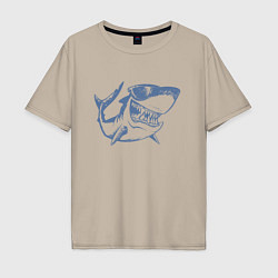 Футболка оверсайз мужская Большая акула, цвет: миндальный