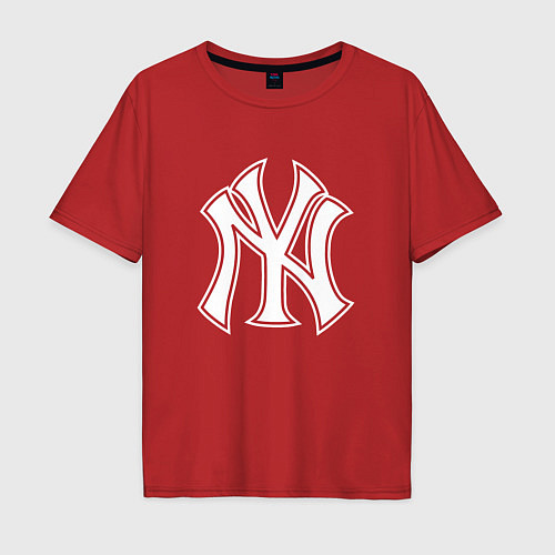 Мужская футболка оверсайз New York yankees - baseball logo / Красный – фото 1