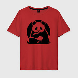 Мужская футболка оверсайз Сидящая чёрная панда
