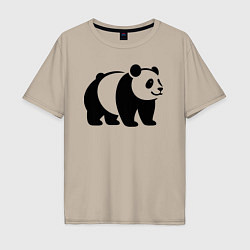 Мужская футболка оверсайз Стоящая на четырёх лапах чёрная панда