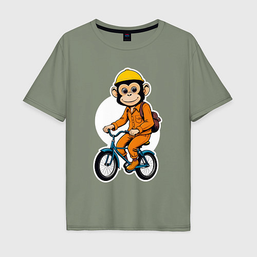 Мужская футболка оверсайз Обезьяна на велосипеде / Авокадо – фото 1