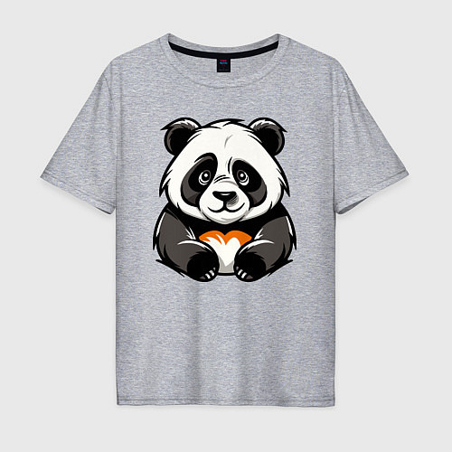 Мужская футболка оверсайз Милая панда лежит / Меланж – фото 1