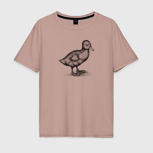 Мужская футболка оверсайз Утенок сбоку / Пыльно-розовый – фото 1