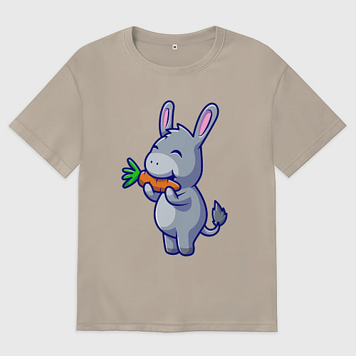 Мужская футболка оверсайз Ослик ест морковку / Миндальный – фото 1