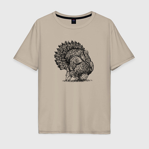 Мужская футболка оверсайз Индейка домашняя / Миндальный – фото 1