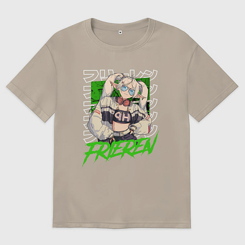 Мужская футболка оверсайз Frieren mage elf / Миндальный – фото 1
