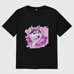 Мужская футболка оверсайз Розовый хаски