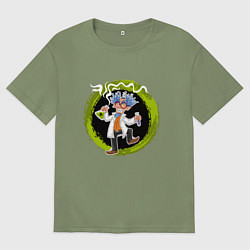 Футболка оверсайз мужская Безумный ученый, цвет: авокадо