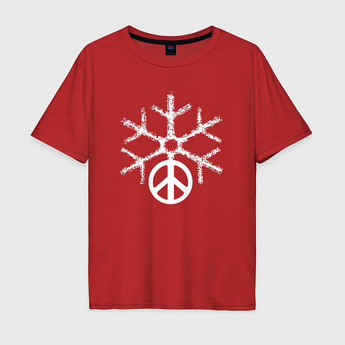 Мужская футболка оверсайз Peace snow / Красный – фото 1