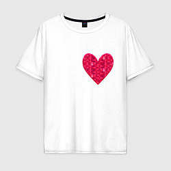 Мужская футболка оверсайз Сердца с текстурным пикселем