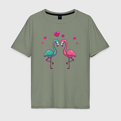 Мужская футболка оверсайз Flamingo love
