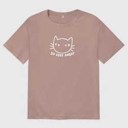Футболка оверсайз мужская So very angry cat, цвет: пыльно-розовый