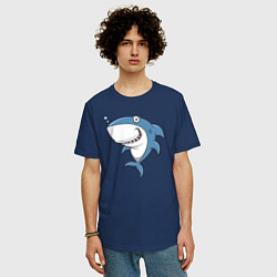 Футболка оверсайз мужская Cute shark, цвет: тёмно-синий — фото 2