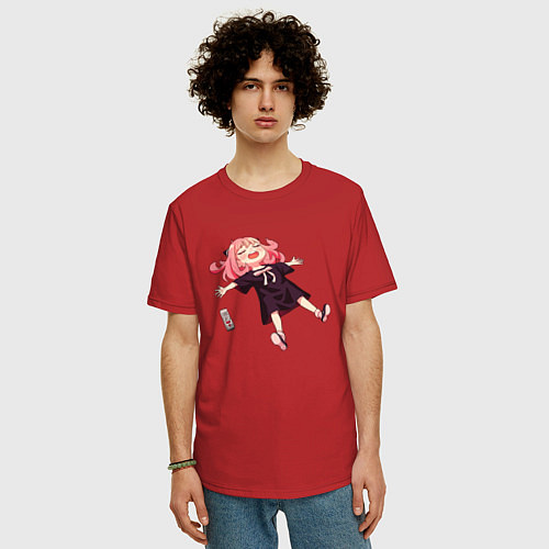 Мужская футболка оверсайз Аня из аниме и манги семья шпиона / Красный – фото 3