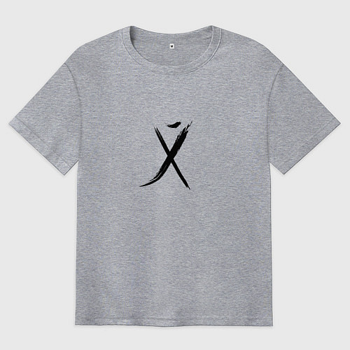 Мужская футболка оверсайз Русский иероглиф / Меланж – фото 1