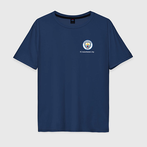 Мужская футболка оверсайз Футбольный клуб манчестер сити- эмблема / Тёмно-синий – фото 1