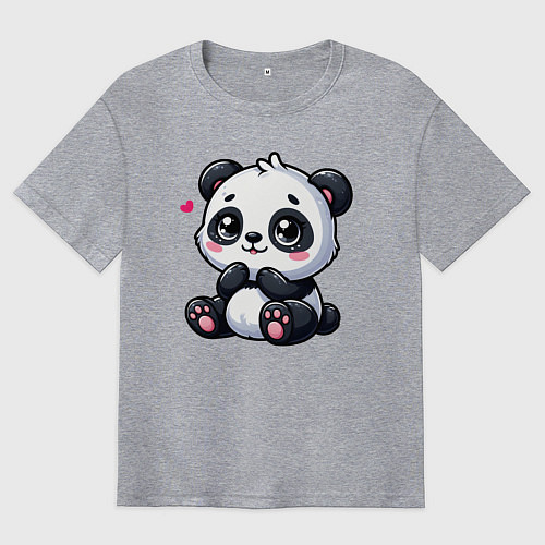 Мужская футболка оверсайз Забавная маленькая панда / Меланж – фото 1