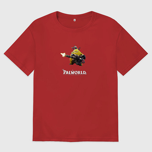 Мужская футболка оверсайз Palworld monster logo / Красный – фото 1