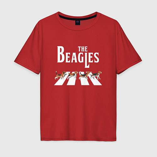 Мужская футболка оверсайз Бигли The Beatles пародия / Красный – фото 1