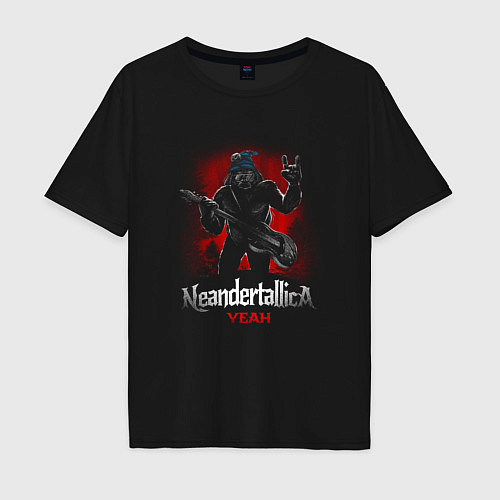 Мужская футболка оверсайз Пародия на Металлику Неандерталлика / Черный – фото 1