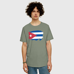 Футболка оверсайз мужская Флаг Кубы, цвет: авокадо — фото 2