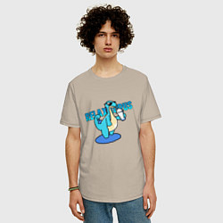 Футболка оверсайз мужская Релаксаурус за работой Palworld, цвет: миндальный — фото 2