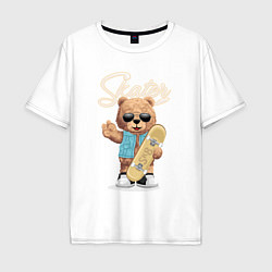 Мужская футболка оверсайз Плюшевый медведь скейтер