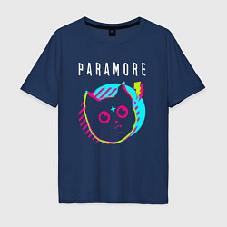 Футболка оверсайз мужская Paramore rock star cat, цвет: тёмно-синий