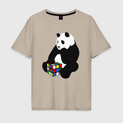 Мужская футболка оверсайз Панда с кубиком